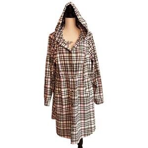 Torrid Jacket Women’s Size 2 2X Pink Plaid Flannel Hooded Anorak Snaps Spring